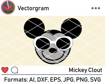 Mickey Mouse met Clout Goggles SVG gesneden bestand voor silhouet of Cricut