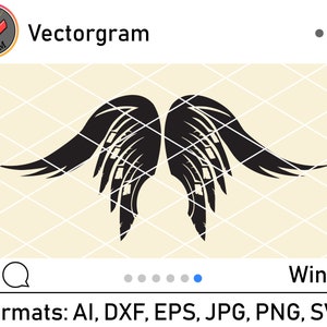 Wing 5 Svg Cut file for Silhouette or Cricut, Ai, Pdf, Eps, Svg, Dxf, Gif, Jpg, Png