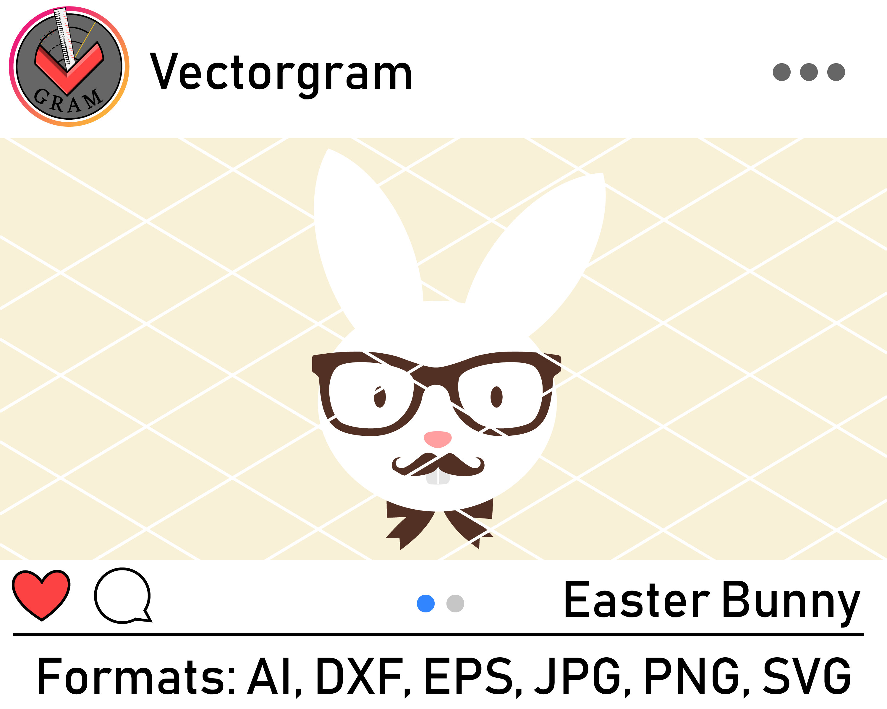 Easter Bunny Vector Art Svg Eps Gif Jpg Ai Dxf Pdf - Etsy