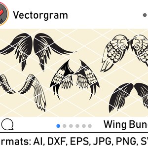 Wings Bundle Svg Cut file for Silhouette or Cricut, Ai, Pdf, Eps, Svg, Dxf, Gif, Jpg, Png
