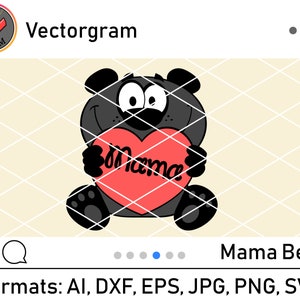 Svg Mama Bear, Bear for Silhouette or Cricut, Mama Bear With Heart Clipart