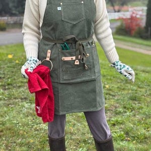 Gardening Apron - Waxed Canvas Apron with Pockets 画像 3