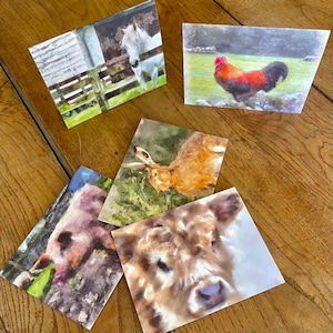 Celtic Farm Art Folding Notecard Set - Irish Farm Animal Card Set of 5