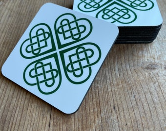 Irish Coasters - Celtic Clover and Heart