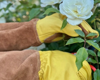 Long Garden Gloves - Rose Pruning Gloves (Soft Cowhide)