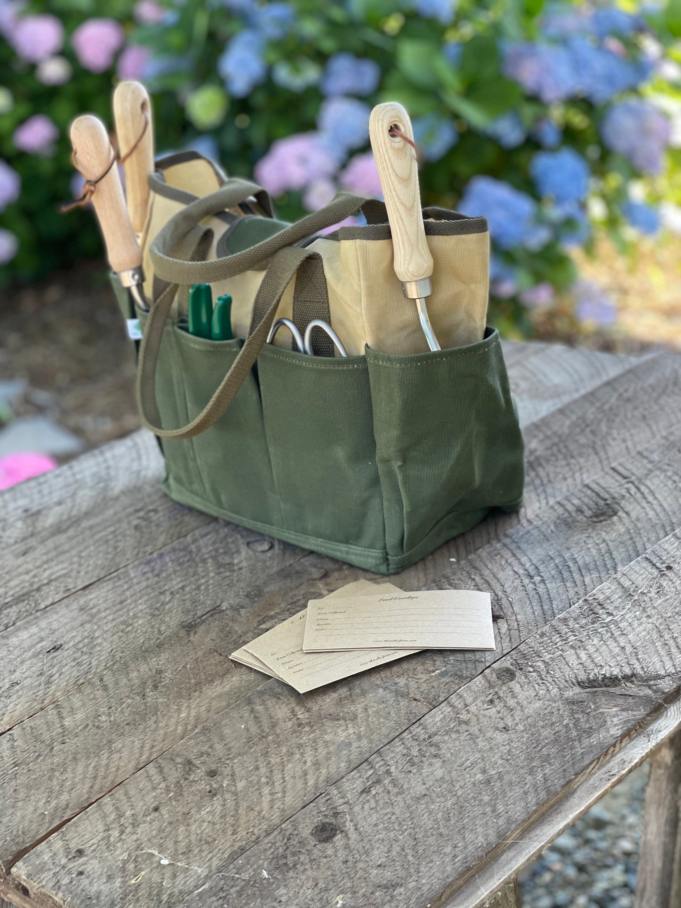 【The Barnnet】Canvas Gardening Tote Bag Garden Tool Bag, Garden Tote Bag With 8 Pockets, Canvas
