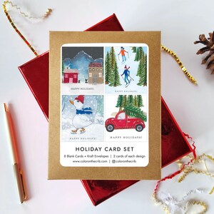 Tarjetas navideñas en caja, conjunto de 8 saludos navideños, tarjetas navideñas, conjunto variado de tarjetas navideñas, paquete de tarjetas navideñas, código de artículo - COTC H32