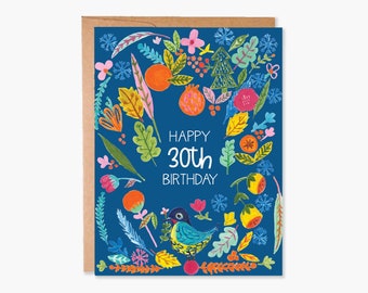 30th Birthday Card, Floral 30th Birthday Card, Happy 30th Birthday, 30th Birthday Card for her Best Friend 30 Birthday, Item Code - COTC B31