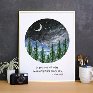 John Muir Quote Print, John Muir Poetry, dans chaque promenade avec la nature, Nature Art Print, Wilderness Print, Forest Art, Item Code - COTC PR02