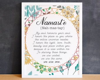 Namaste Sign, Definition Print, Namaste Wall Art, Yoga Gifts, Namaste Gift, Namaste Print, Yoga Print, Namaste Poster, Item Code - COTC PR21