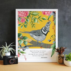 Emily Dickinson Quote Print, Poetry Art Print, Poetry Gift, Nature Quote Art Print, Bird Art, Literary Art Gift, Item Code - COTC PR10