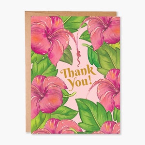 Dankeskarte, Floral Hibiskus Dankeskarten, Dankeskarten Paket, Dankeskarten Hochzeit Brautparty Danke, Artikelcode - COTC T10