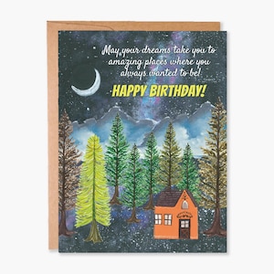 Cartes d'anniversaire pour amoureux de la nature, carte d'anniversaire aventure magique en montagne, carte d'extérieur pour petit ami mari petite amie, code article - COTC B47