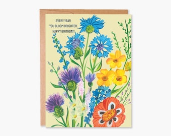 Floral Birthday Card, Flowers Birthday Card, Feminine Birthday Card, Card for Her, Card for Mom, Card for Wife, Item Code - COTC B56