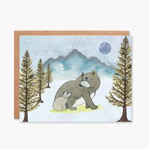 Carte de maman ours, carte de nouveau bébé, ensemble de cartes vierges, cartes vierges d'ours, carte de douche de bébé, carte de bébé de maman, salutation de Woodland, code d'article - COTC BL08