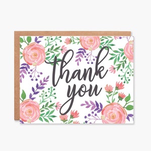 Carte de remerciement, cartes de remerciement florales, paquet de cartes de remerciement, cartes de remerciement, mariage, douche nuptiale, cartes de remerciement, code article - COTC T04