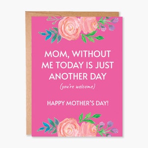 Carte de fête des mères, carte florale, carte de fête des mères amusante, carte pour maman, carte de maman amusante, carte de petit garçon de sa fille, code d'article - COTC M14