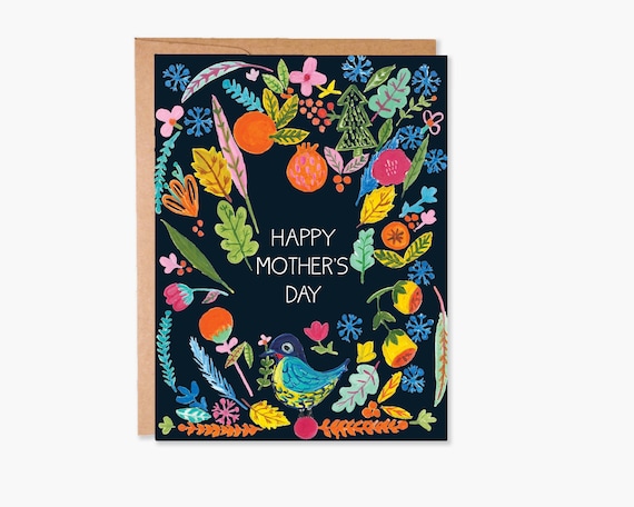 Mothers Day Cards, Happy Mother's Day Card, Floral Botanical Card, Mum Card, Card for Mom, Card from Daughter, Item Code - COTC M01