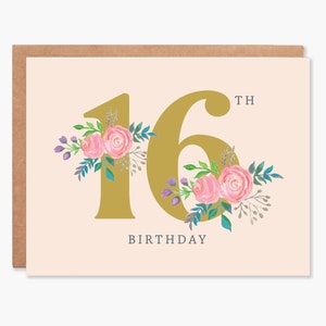 Carte de 16e anniversaire pour fille, Joyeux 16e anniversaire, Seizième anniversaire, Sweet Sixteen Birthday, Carte de seizième anniversaire, Code article - COTC B29