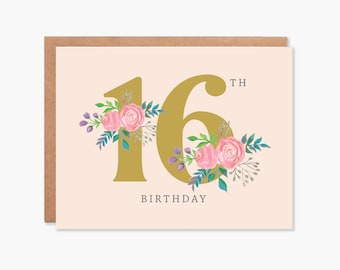16th Birthday Card for Girl, Happy 16th Birthday, Sixteenth Birthday, Sweet Sixteen Birthday, Sixteenth Birthday Card, Item Code - COTC B29