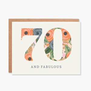 Carte du 70e anniversaire, carte du soixante-dixième anniversaire, carte florale du 70e anniversaire, anniversaire marquant, carte du 70e anniversaire femmes, code article - COTC B18