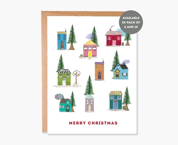  Christmas Steeple Christmas Card - Set of 15 : Greeting Cards  : Office Products