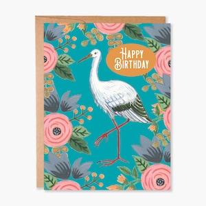 Carte de joyeux anniversaire, carte d'anniversaire oiseau floral, carte pour elle, jolie carte, carte d'anniversaire de femme, carte d'anniversaire nature, code d'article - COTC B33