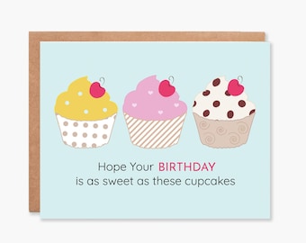 Cupcake Birthday Card, Cute Birthday Card for Friend BFF, Sweet Birthday Card, Happy birthday Birthday Card for Sister, Item Code - COTC B04