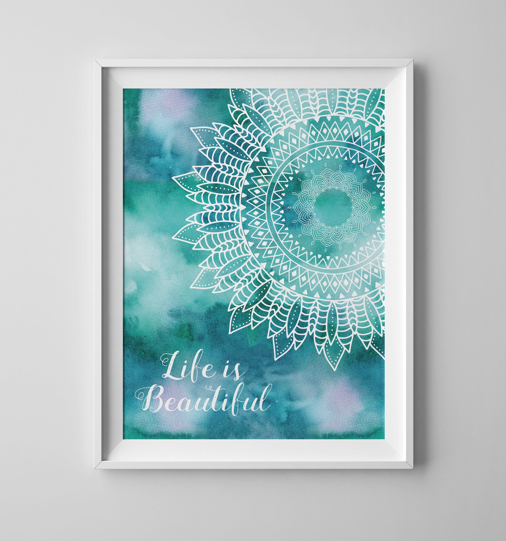 Mandala Art Print Mandala Wall Decor Mandala Poster Life is | Etsy