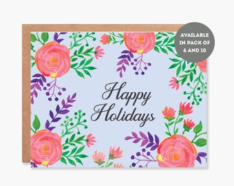 Pack of Holiday Cards, Happy Holidays, Pack of Christmas Cards, Merry Christmas, Holiday Card Set, Item Code - COTC H22