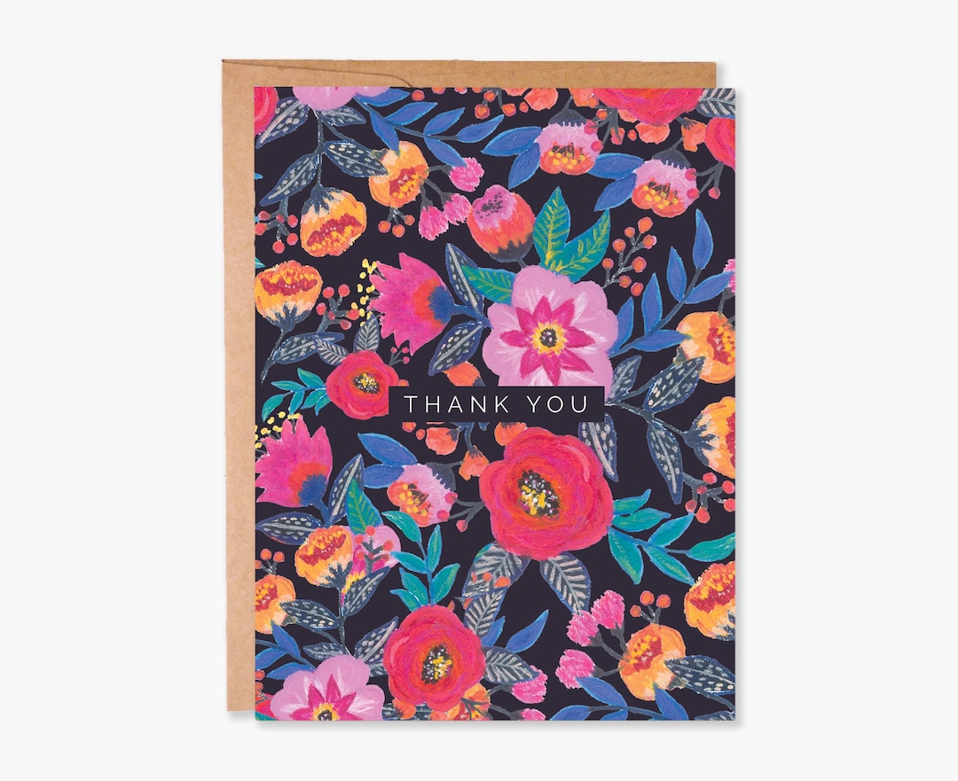 Set of Floral Thank You Cards, Flower Thank You Cards, Botanical Cards ...