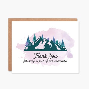 Wedding Thank You Card Set, Rustic Wedding Thank You Cards, Mountain Wedding Card, Adventure Wedding Thank You Note, Item Code - COTC T05