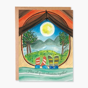 Carte de Saint-Valentin pour petit ami, carte d'amour pour la Saint-Valentin dans une tente de camping aventure pour couple, carte d'anniversaire de plein air, code d'article - COTC L37
