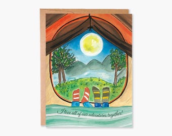 Valentines Card for Boyfriend, Valentines Day Adventure Camping Tent Love Card for Couple, Outdoors Anniversary Card, Item Code - COTC L37