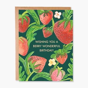Carte d'anniversaire aux fraises, jolie carte de jeu de mots aux fraises, carte d'anniversaire pour maman, carte d'anniversaire pour elle, jolie carte d'anniversaire, code d'article - COTC B52