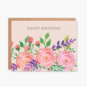 Carte d'anniversaire, carte de joyeux anniversaire florale, carte d'anniversaire pour elle, carte d'anniversaire de femme, carte d'anniversaire de fleurs, code d'article - COTC B25