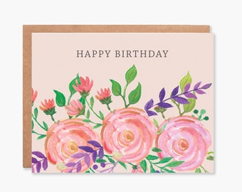Birthday Card, Floral Happy Birthday card, Birthday Card for Her, Women Birthday Card, Flowers Birthday Card, Item Code - COTC B25
