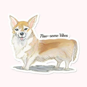 Sticker corgi, chien, vinyle autocollant chiens, autocollants mignons corgi, stickers résistants aux intempéries pour bouteille d'ordinateur portable, code article - COTC ST15