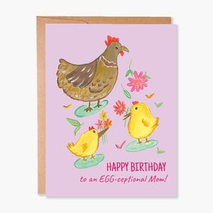 Carte d'anniversaire pour maman, carte d'anniversaire de maman, carte pour maman poussin, carte de maman de campagne à la ferme, carte de fille, code d'article - COTC B51