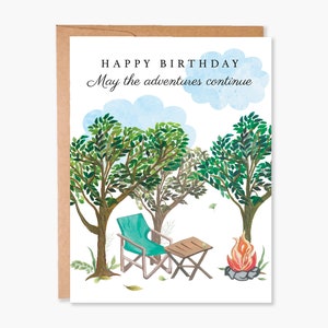 Carte de joyeux anniversaire pour lui, carte d’anniversaire pour elle, voeux d’anniversaire de camping en plein air, carte d’aventure, carte nature, code article - COTC B02