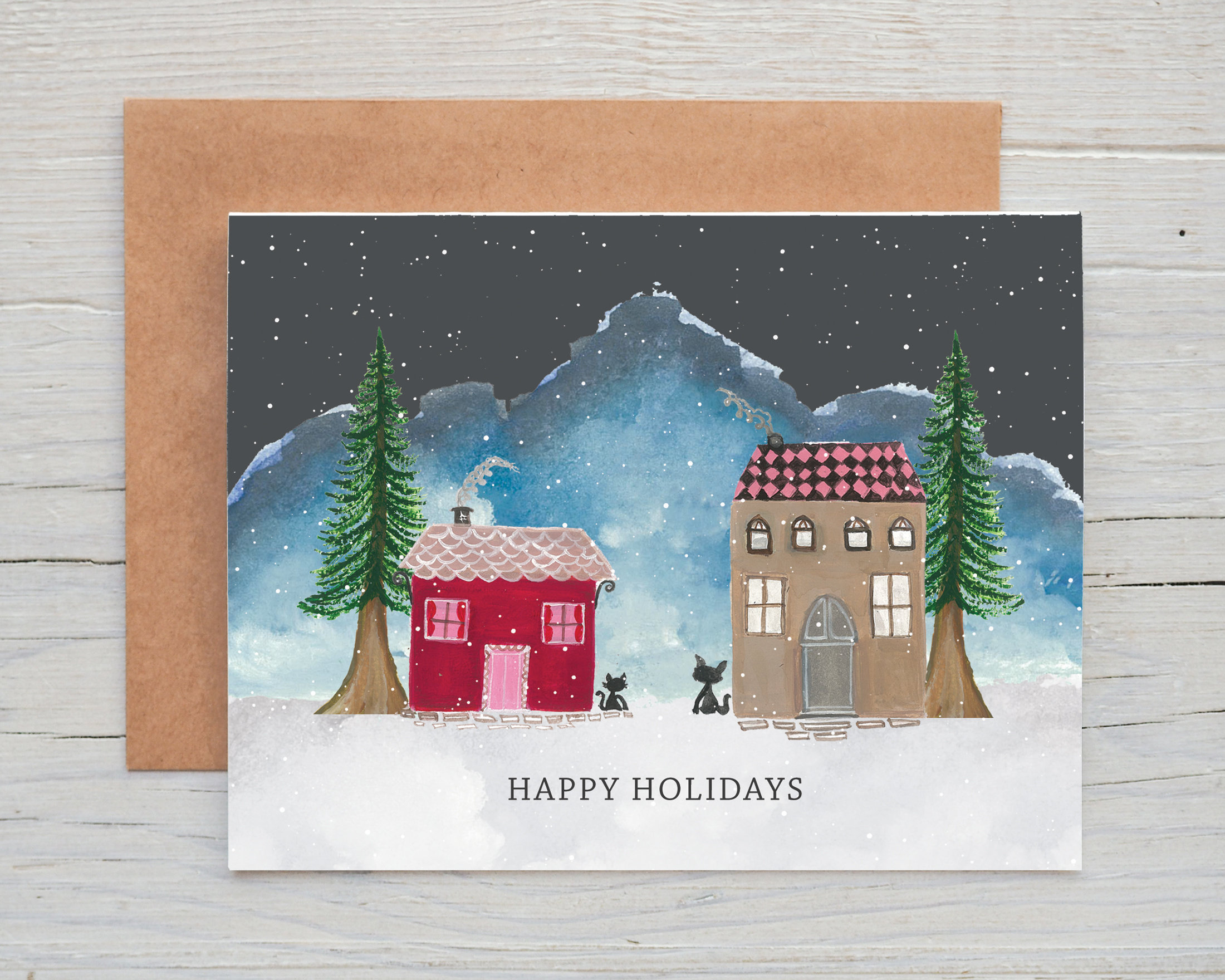Son & Daughter-in-Law Christmas Card Grey Bear in Snow