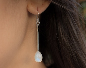 Moonstone Earrings ~ Long Earrings Sterling Silver 925  ~ Gemstone ~ Dangle ~ Handmade ~ Jewelry ~ Gift For Her ~ Maresia ~ ME134
