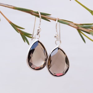 Smoky Quartz Earrings ~ Sterling Silver 925 ~ Bohemian ~ Gemstone ~ Dangle ~ Handmade ~ Jewelry ~ Gift for her ~Maresi ~Boho~Tear Drop~ME123