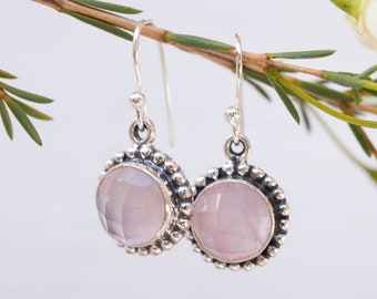 Sterling Silver Round Rose Quartz Studs - Etsy