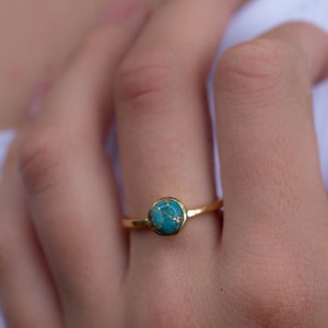 Copper Turquoise Ring ~ Gemstone ~ Natural ~ 18k Gold Plated ~ Jewelry ~ Handmade ~ December Birthstone MR237