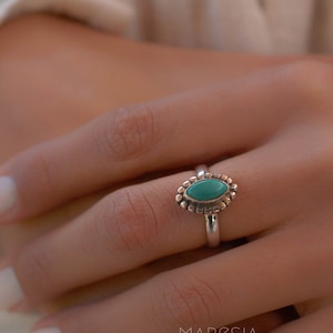 Turquoise Ring ~ Sterling Silver 925 ~ Handmade ~ Everyday ~Delicate ~Gift for her ~Boho ~ Hippie ~Bohemian~MR135