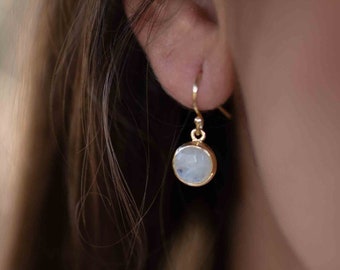 Moonstone Earrings ~ Gold Plated ~Dangle ~ Jewelry  ~ Natural ~ Organic ~ Everyday~ Delicate~ minimalist Boho ~ Hippie ~ ME073