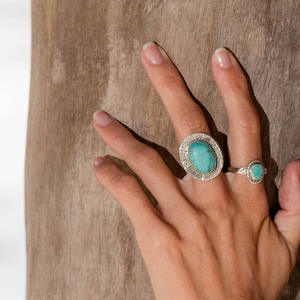 SALE Turquoise Ring ~ Sterling Silver 925 ~ Handmad ~Statement ~Hippie ~Bohemian ~Jewelry ~Gift For Her ~Gemstone ~December Birthstone~MR054