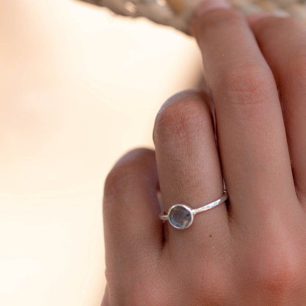Labradorite Ring ~ Delicate ~ Sterling Silver 925 ~ Handmade ~ Gemstone~Statement ~Everyday~ Hippie~Bohemian~Stackable MR239