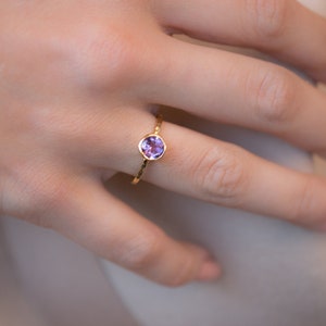 Amethyst Gold Ring ~ Delicate ~ 18k Gold Plated ~ Handmade ~ Gemstone~Statement ~Everyday~ Hippie~Bohemian~Stackable MR213